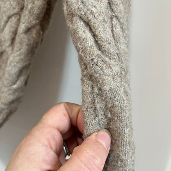 H&M Cable Knit Cropped Cardigan Taupe Small Gold Buttons Soft Knit Cottagecore - Picture 8 of 9
